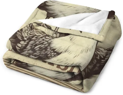 Miniatura 14 de Manta de microfibra suave y acogedora con diseño de gallo rústico en blanco y negro, suave y acogedora manta de microfibra para sofá, cama, oficina