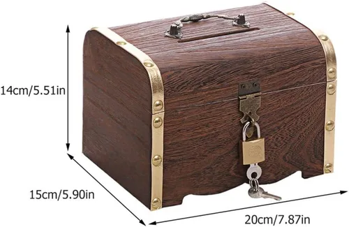 Miniatura 2 de Juego de pecho de metal vintage, caja pirata de estilo europeo con cerradura y llave, caja de regalo para niñas, mujeres y mujeres, talla L