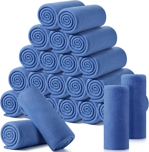 Shimeyao Paquete de 24 mantas de forro polar, suave, cálida y ligera, acogedora a granel para el hogar, cama, sofá, oficina, regalos de boda,
