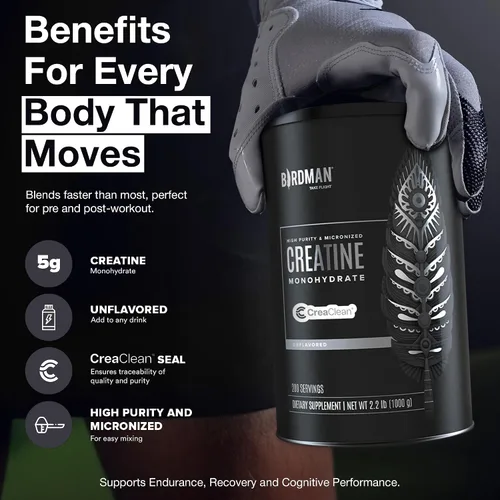 Miniatura 3 de BIRDMAN Polvo de monohidrato de creatina micronizada, recuperación muscular, sin cafeína, creatina pre-entrenamiento, vegano, post-entrenamiento