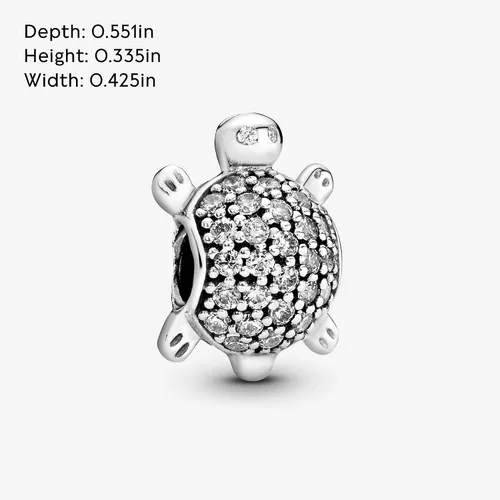 Miniatura 5 de PANDORA Joyería pavimenta tortuga marina zirconia cúbica encanto en plata de ley, Metal, Circonita Cúbica