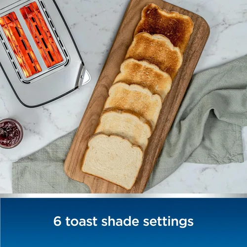 Miniatura 3 de Oster Tostadora de 2 rebanadas con tecnología Easy Touch y temporizador digital de cuenta atrás, acero inoxidable