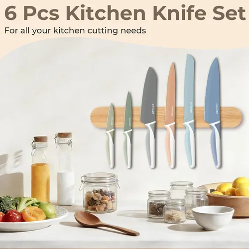 Miniatura 3 de DiiHAUZZ Juego de cuchillos de cocina de 12 piezas con revestimiento antiadherente saludable, cuchillos de acero inoxidable antioxidante aptos