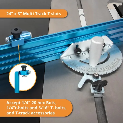 Miniatura 6 de POWERTEC Sistema de calibre de inglete de sierra de mesa de precisión con 27 topes angulares y barra de inglete ranurada en T de 3/4 x 3/8 pulgadas
