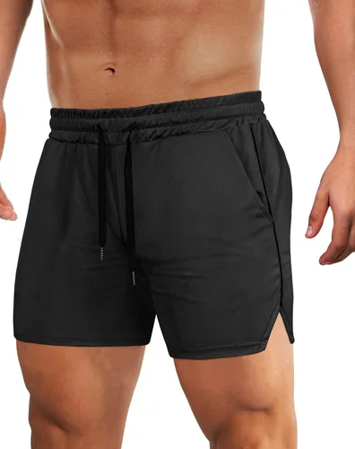 Fasker Pantalones cortos deportivos para hombre, 5 pulgadas, para gimnasio, correr, pantalones cortos deportivos ligeros de malla, pantalones cortos