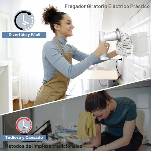 Miniatura 2 de Cepillo Giratorio Eléctrico, Limpiador Eléctrico de Ducha para Baño para Limpiar Tina/Azulejo/Suelo/Fregadero/Ventana, Cepillo de Limpieza