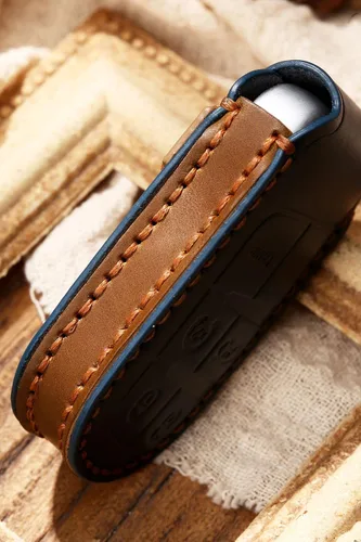Miniatura 3 de SANRILY Funda de cuero para llavero de 5 botones para Jeep Grand Cherokee Dodge Challenger Charger Durango Journey Chrysler 300 200 llavero remoto
