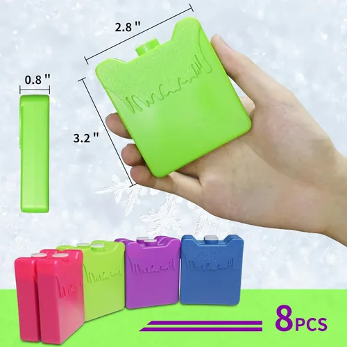 Miniatura 4 de WORLD-BIO Mini bolsas de hielo para loncheras, 8 paquetes fríos reutilizables delgados para bolsas de almuerzo y enfriadores de niños, almohadillas