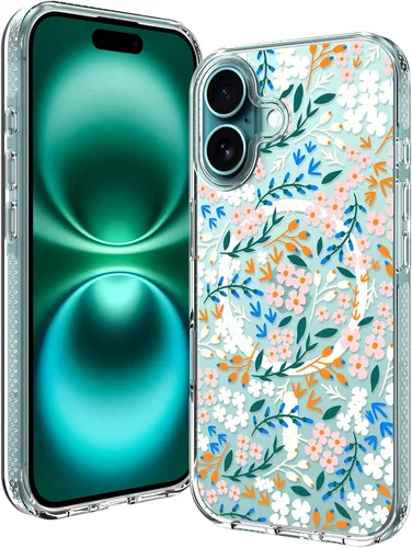 Miniatura 34 de OOK Magnetic for iPhone 17 Case Clear Pretty Flower Girls Women [Not Yellowing][Screen Protector] [ MagSafe Compatible] with Full Camera Lens