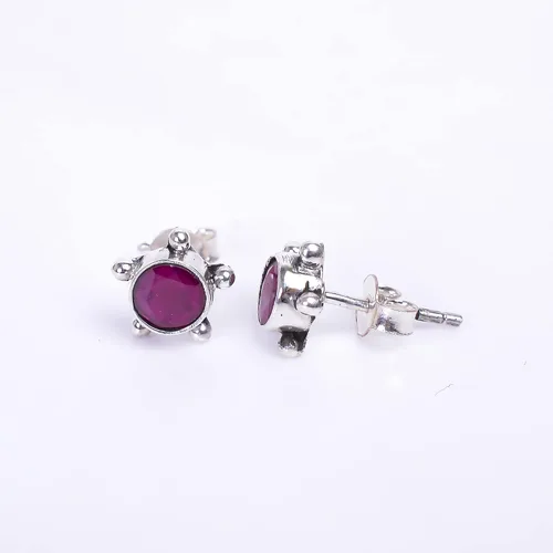Miniatura 25 de Round Gemstone Stud Design 2