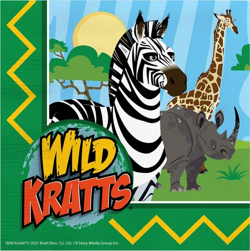Miniatura 2 de Treasures Gifted Suministros para fiesta de cumpleaños de Wild Kratts con licencia oficial, paquete de 48 servilletas, suministros de fiesta de Wild