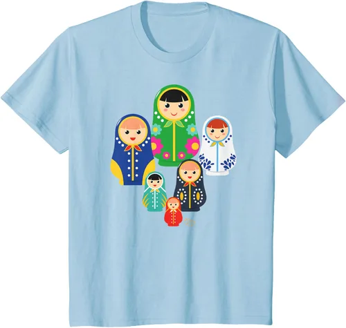 Miniatura 9 de Matryoshka Russian Nesting Dolls, Rusia - Camiseta de regalo, Azul / Patchwork, S