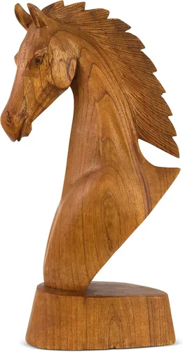 Miniatura 5 de G6 Collection Estatua de cabeza de caballo tallada a mano de madera tallada a mano, hecha a mano, decoración del hogar, figura decorativa de caballo