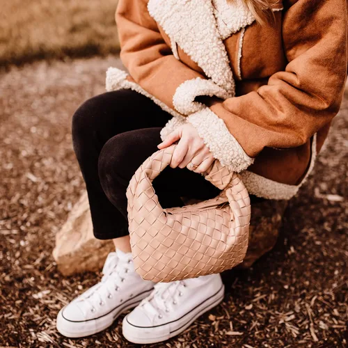 Miniatura 5 de Bolso de mano tejido de piel sintética suave para mujer, bolso de hombro tejido, bolso de mano casual, bolso de mano para mujer, bolso de mano