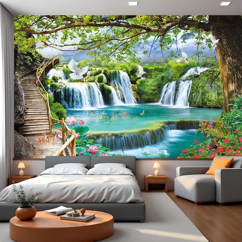 Miniatura 12 de FLFK Murales de Pared Despegables y Adhesivos de Paisaje de Cascada 78.7"x59" - Papel Tapiz Autoadhesivo Pintura Adhesivo Grande XXL Póster