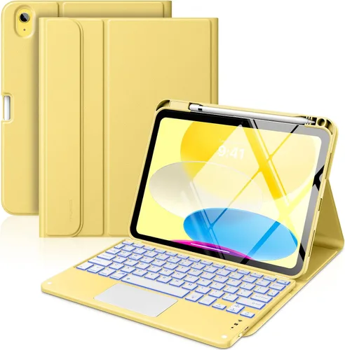 Miniatura 9 de MoKo Funda con teclado táctil para iPad (A16) 11ª generación de 11 pulgadas 2025, iPad de 10.9 pulgadas de 10.9 pulgadas, funda con soporte para azul