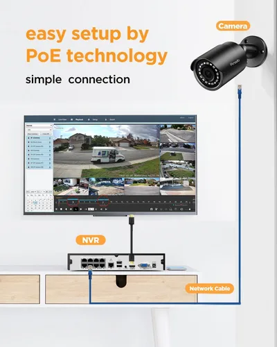 Miniatura 2 de Sistema de cámara de seguridad de 8 canales, 8 cámaras de vigilancia IP PoE con cable de 5 MP para exteriores con detección humana AI, acceso