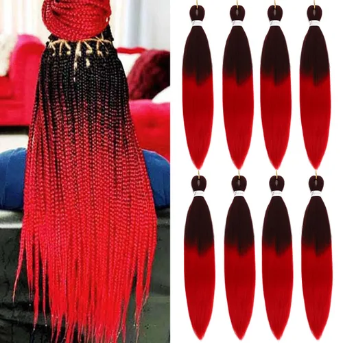 Miniatura 30 de Cabello Trenzado Ombré Pre-Estirado 26 Pulgadas Ombré Marrón 8 Paquetes/Lote Trenza Fijación con Agua Caliente Cabello Sintético Profesional