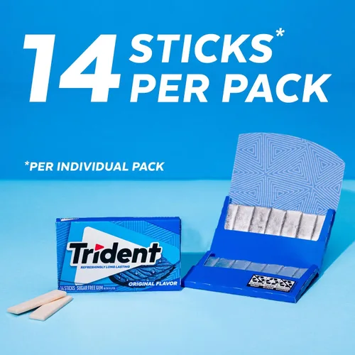 Miniatura 3 de Trident Goma de mascar sin azúcar, sabor original, 14 piezas (paquete de 1)