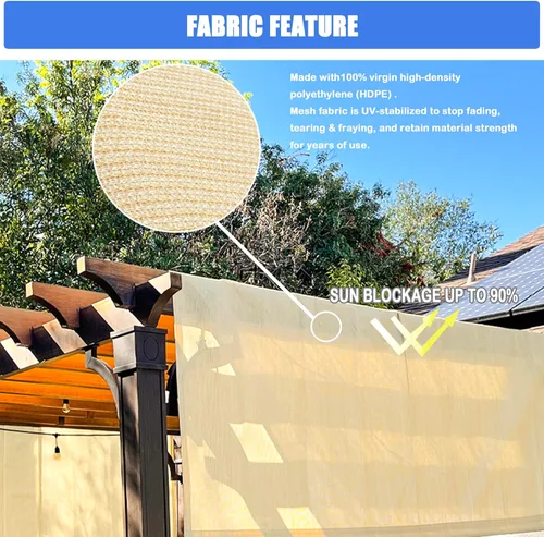 Miniatura 5 de Alion Home Funda universal transpirable para pérgola – Toldo de repuesto para pérgola – Cubierta de parasol ajustable para exteriores con varillas