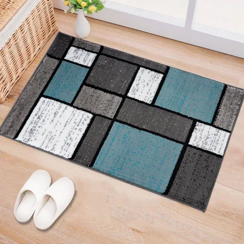 Miniatura 8 de Rugshop Tapete con diseño de cuadros, contemporáneo y moderno, fácil de limpiar, para oficina en casa, sala, dormitorio, cocina, no desprende pelos
