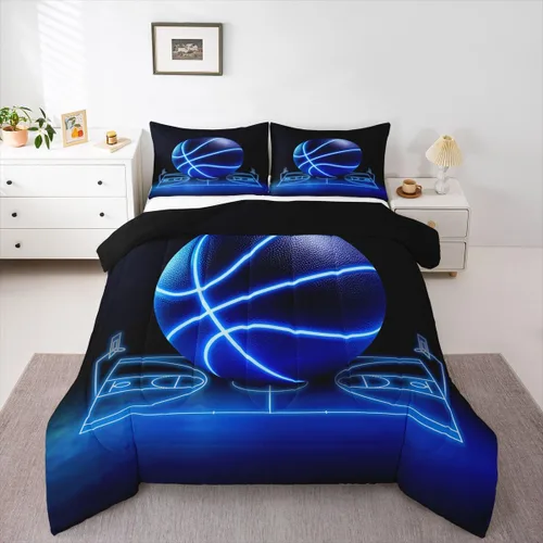 Miniatura 30 de Erosebridal Juego de edredón de béisbol tamaño individual, juegos de ropa de cama deportiva para niños, edredones y juegos de ropa de cama de nido