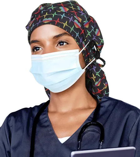 Miniatura 4 de Gorro de trabajo forrado de satén con botón para mujeres de cabello largo