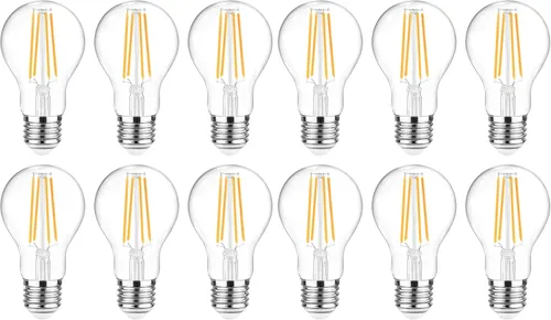 Miniatura 10 de Ascher - Bombillas de filamento LED E26, equivalentes a 60 W, luz blanca cálida de 2700 K, no regulables, vidrio transparente clásico, bombillas LED