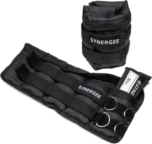 Miniatura 8 de Synergee Pesas ajustables para tobillo/muñeca de ajuste cómodo (juego de 2). Disponible en 5 libras, 10 libras y 20 libras. Talla única.
