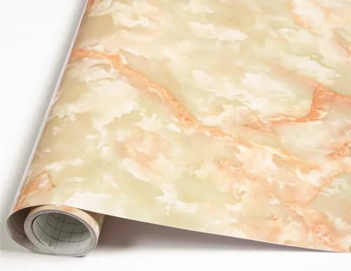 Miniatura 2 de Moyishi Vinilo autoadhesivo con aspecto de granito, película de mármol brillante, para encimera, despegar y pegar, 15.8 x 118 pulgadas (ámbar)