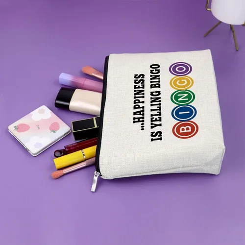 Miniatura 5 de Sazuwu Regalo para amantes del bingo, 2 piezas, bolsa de maquillaje, regalo para mujeres, amantes del casino, regalo de Navidad, cumpleaños, bolsa