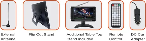 Miniatura 5 de Naxa NT-1400 Televisor portátil de 14.1 pulgadas y reproductor multimedia digital con sintonizador ATSC integrado para TV HD sobre el aire, soporte