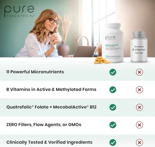 Miniatura 3 de Pure Therapro Rx Vitaminas B metiladas para hombres y mujeres, fabricadas en Estados Unidos, suministro de 2 meses Vitaminas activas del complejo