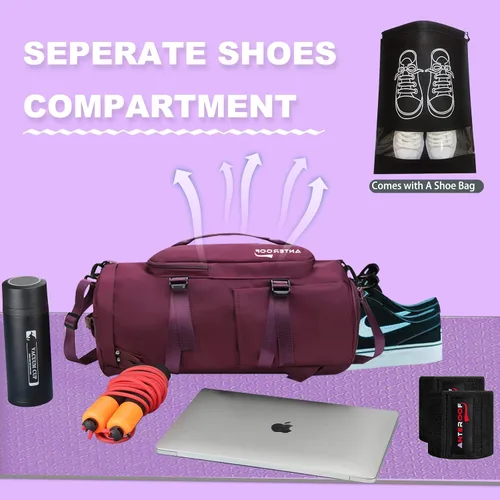 Miniatura 2 de Bolsa de gimnasio con compartimento para zapatos para hombres y mujeres, bolsa de viaje, mochila cruzada, bolsa deportiva con gran capacidad