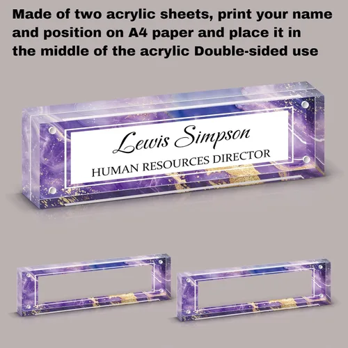 Miniatura 3 de Placa con nombre para escritorio, placa con nombre de doble cara personalizada para decoración de escritorio de oficina para mujeres y hombres