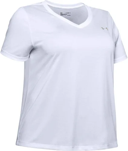 Miniatura 7 de Under Armour - Camiseta UA Tech de manga corta y cuello en V para mujer, unicolor