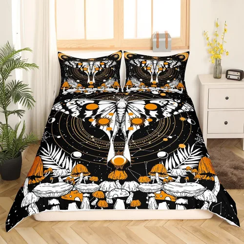 Miniatura 31 de Erosebridal - Juego de ropa de cama con diseño de parque nacional, funda de edredón de montañas humeantes, funda de edredón verde bruma y árbol