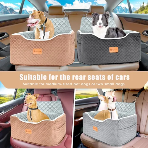 Miniatura 4 de AlfaTok Asiento de automóvil para perro, refuerzo de espuma viscoelástica para perros medianos de hasta 45 libras, cama de viaje elevada desmontable