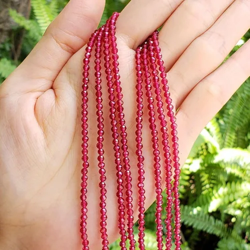 Miniatura 3 de Adabele GH3R-3 - 2 hebras de piedras preciosas curativas de jade rojo granate natural, 0.12 pulgadas, cuentas sueltas redondas facetadas pequeñas