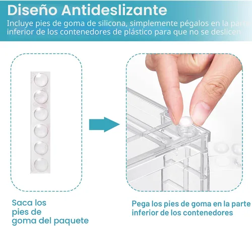 Miniatura 6 de Vtopmart Paquete de 4 cajones de almacenamiento apilables transparentes, para debajo del fregadero y la cocina, cajones de plástico fáciles