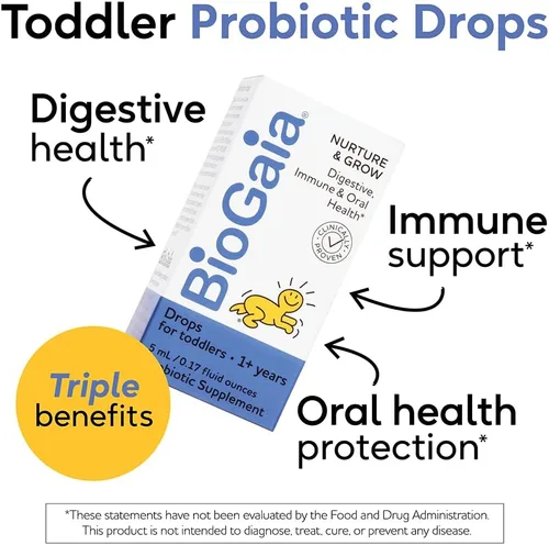 Miniatura 2 de BioGaia Nurture & Grow para niños pequeños Edades 1+ Probiótico líquido Sin alérgenos Probiótico de triple beneficio para niños Salud