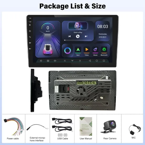 Miniatura 8 de Kunfine Universal 8-Core 4G+128G 9 pulgadas Android doble DIN coche estéreo inalámbrico CarPlay/Android Auto IPS 9 "pantalla táctil Tablet Auto