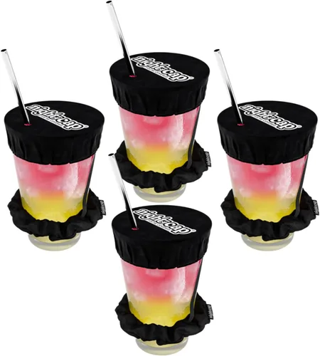 Nightcap Coletero Cubrevasos - El Coletero Reutilizable para Prevención de Adulteración de Bebidas Como se Vio en Shark Tank Negro