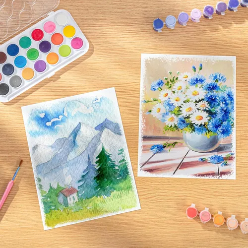 Miniatura 6 de 80 hojas de papel de acuarela a granel, papel de prensa fría de 110 lb/230 GSM, papel de acuarela blanco para niños, estudiantes, adultos, artistas