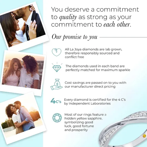 Miniatura 4 de La Joya 14 CT TW Certified Lab Created Diamond Bands for Women - Solid 10k Yellow or White Gold Diamond Wedding Rings, Anniversary Bands, Promise