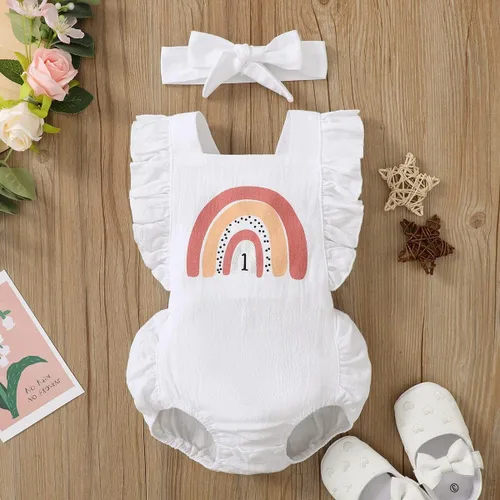 Miniatura 58 de Shalofer Traje de primer cumpleaños para bebé niña con diadema