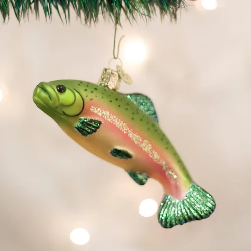 Miniatura 2 de Old World Christmas Fish Collection - Adornos de vidrio soplado para árbol de Navidad, trucha arcoíris