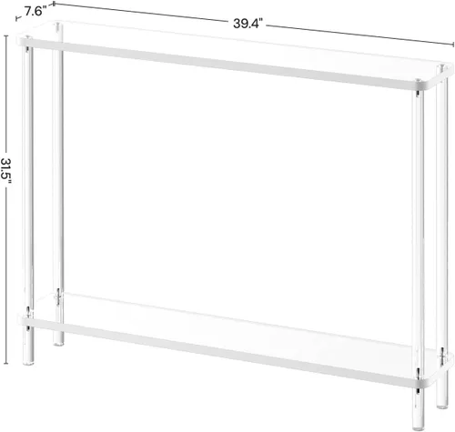 Miniatura 3 de Mesa consola estrecha de acrílico para entrada, 7.6 pulgadas de profundidad x 39.4 pulgadas de ancho x 31.5 pulgadas de alto, patas cilíndricas