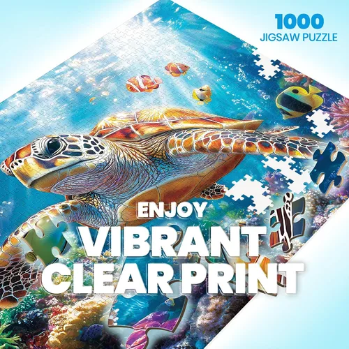 Miniatura 2 de Rompecabezas para adultos de 1000 piezas, rompecabezas de tortuga marina de 1000 piezas, rompecabezas desafiantes del océano con letra en la parte