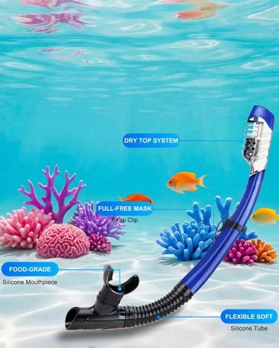 Miniatura 6 de Equipo de esnórquel para adultos, juego de máscara de esnórquel en seco, juego de máscara de buceo para adultos, máscara de buceo panorámica